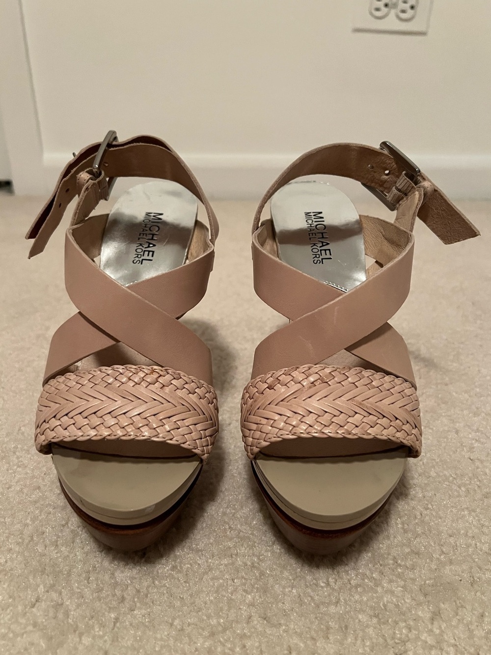 MICHAEL Michael Kors Nude Braided Platform Sandals 6.5 - Picture 2 of 6